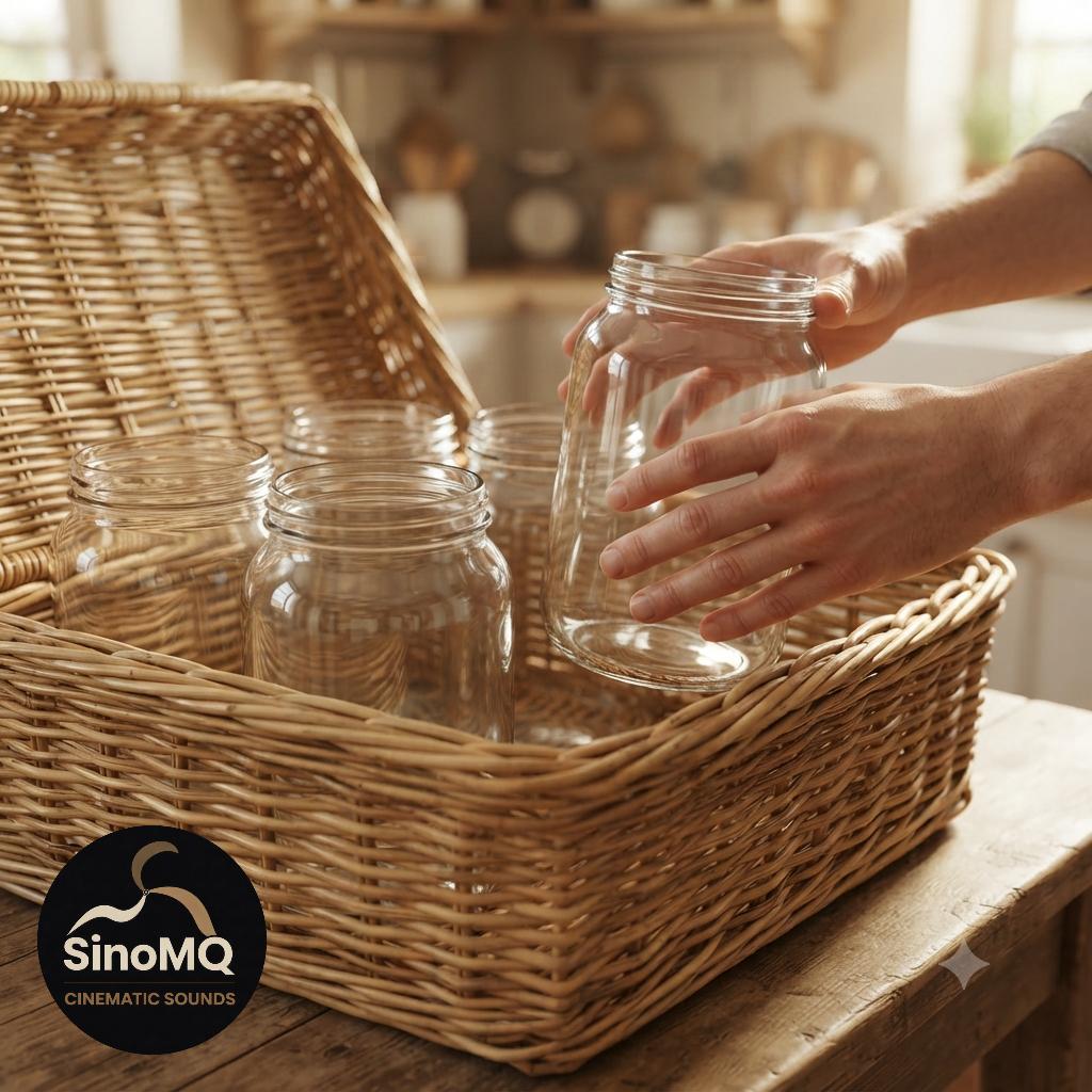 Tiếng Đặt Các Hũ Thủy Tinh Vào Giỏ – Glass Jars Placed into a Basket Sound